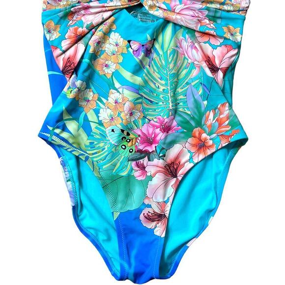 Johnny Was Women's XS Swimsuit Water Tropic Floral Twist Keyhole One Piece NWT - Picture 10 of 15
